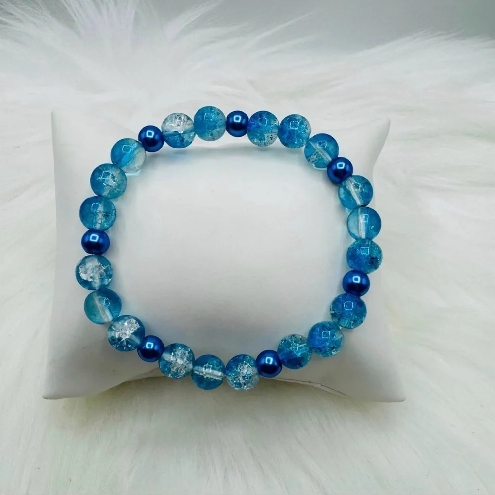 Gradient Glass Beaded Bracelet Style A Blue